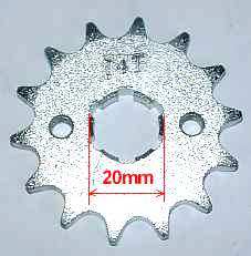 Pignon 14 dents en 428  arbre 20mm