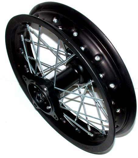 Roue arri�re 12'' acier, axe 12mm, moyeux cross