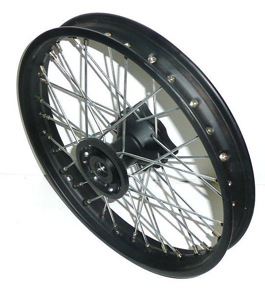 Roue avant 14'' acier renforc�, axe 15, moyeux cross