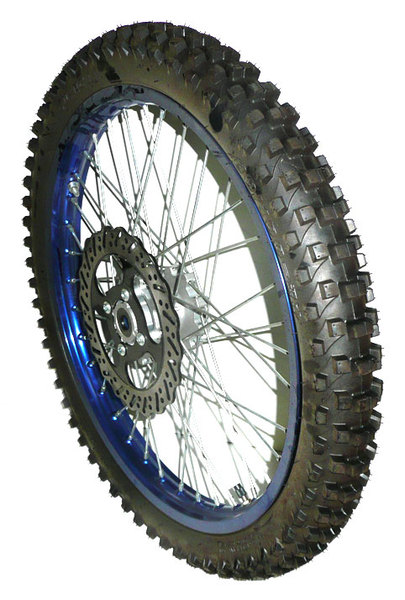 Roue avant alu bleue 21'' AGB30, AM-D8, XB30 -avec disque et pneu-