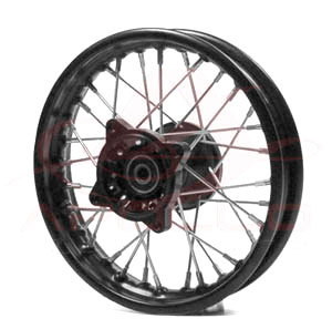 Roue avant 12'' acier, axe 15, moyeux cross