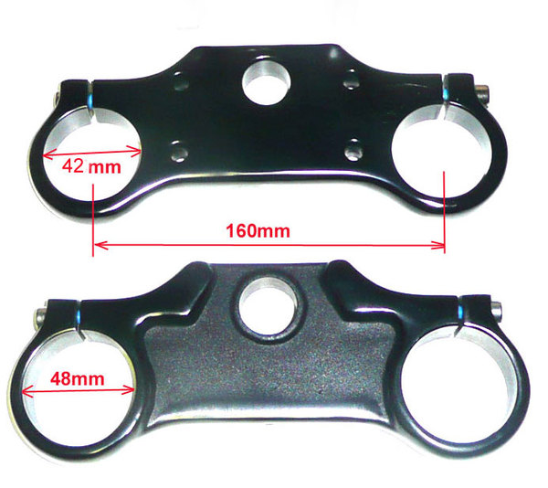 T�s de fourche alu forg� noir 48/42mm