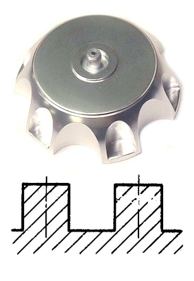 Bouchon r�servoir CNC alu, filet carr� -type CRF/TTR/AGB-
