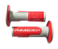 Poignées caoutchouc Pro Grip 801 rouge/grise -avec gel--Pit-bike