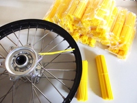 Skin Spoke jaune, couvre rayons, 2 jeux de 38 x en longueur 216 et 190mm pour avant et arrière-Pit-bike-Partie cycle-roue avant