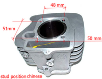 Cylindre 52.4mm Lifan, Jialing, YX - position goujons 125/138/140--Pit-bike