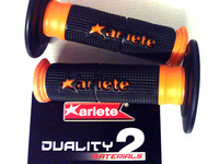Poignées caoutchouc orange Ariete double densité-Pit-bike