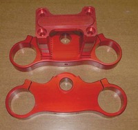 Tés de fourche alu CNC rouge 48/48mm, réglable-Pit-bike